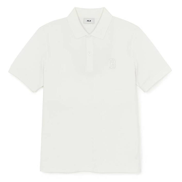 MLB Polo Shirts Unisex Boston Red Sox/Ivory Polo Collar Moderate