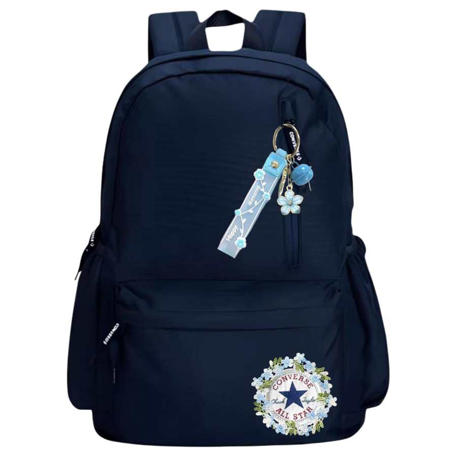 Converse Embroidery Craft Cute Polyester Fashion Trend Backpack Medium Unisex Navy Blue