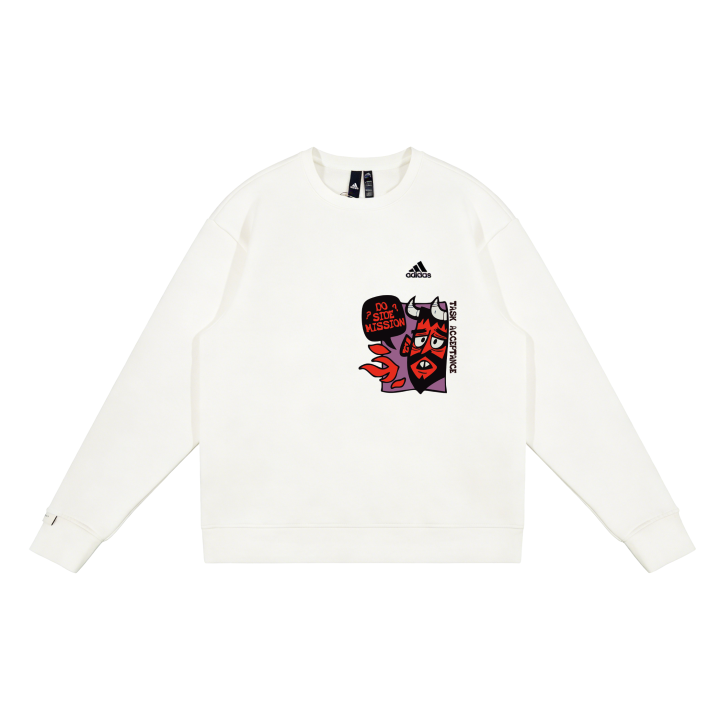 Adidas Adidas LABEL Solid Color Printed Pattern Crew Neck Fleece Lined Pullover Long Sleeved Classic Casual Sweatshirt Unisex