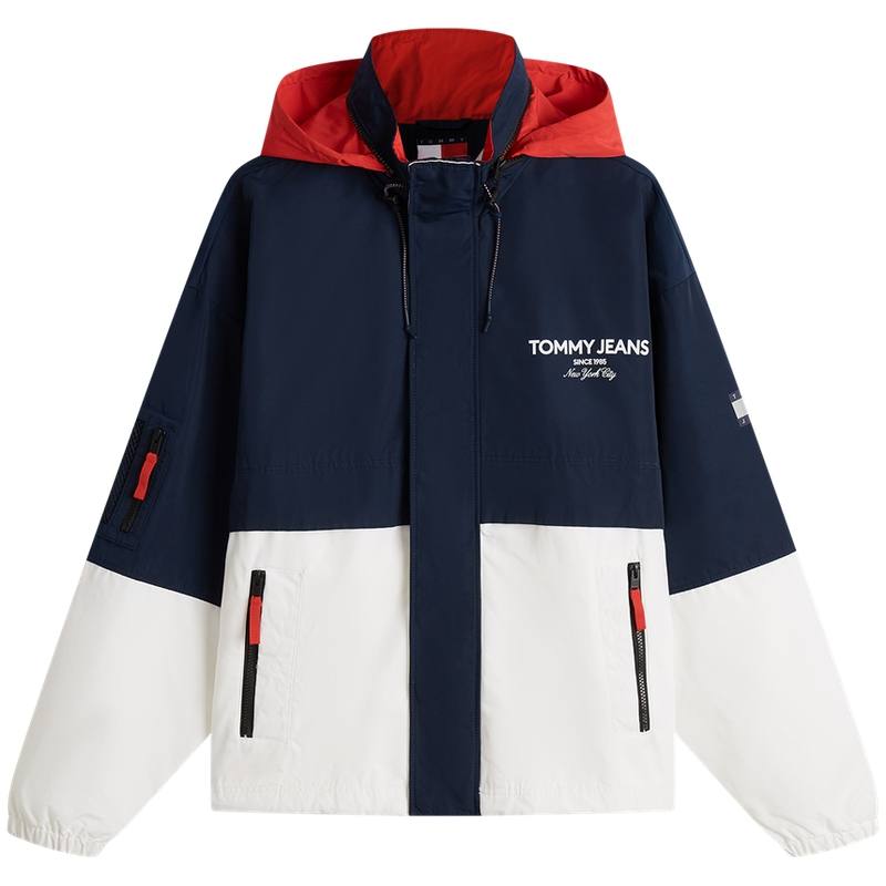 Tommy Hilfiger Jackets Men's Navy Blue & Ecru Multicolor C1G Hooded Moderate Other