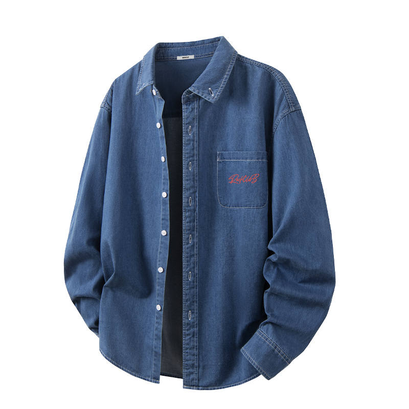 MINISO MINISO Shirts Unisex Stand Collar Moderate Denim