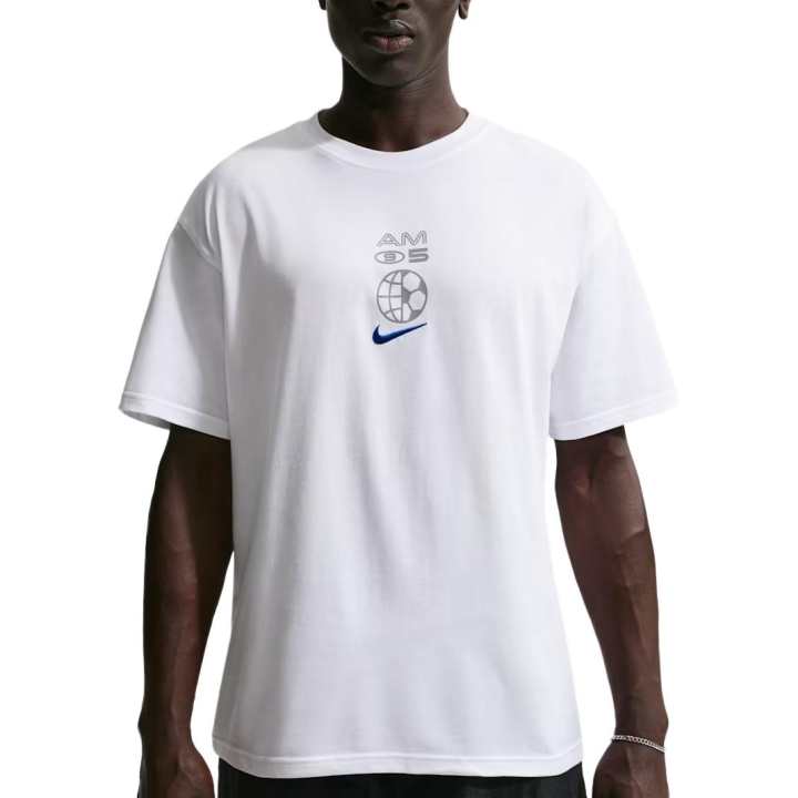 Nike Nike Sportswear T Shirts Men's White/Royal Blue Crew Neck Moderate