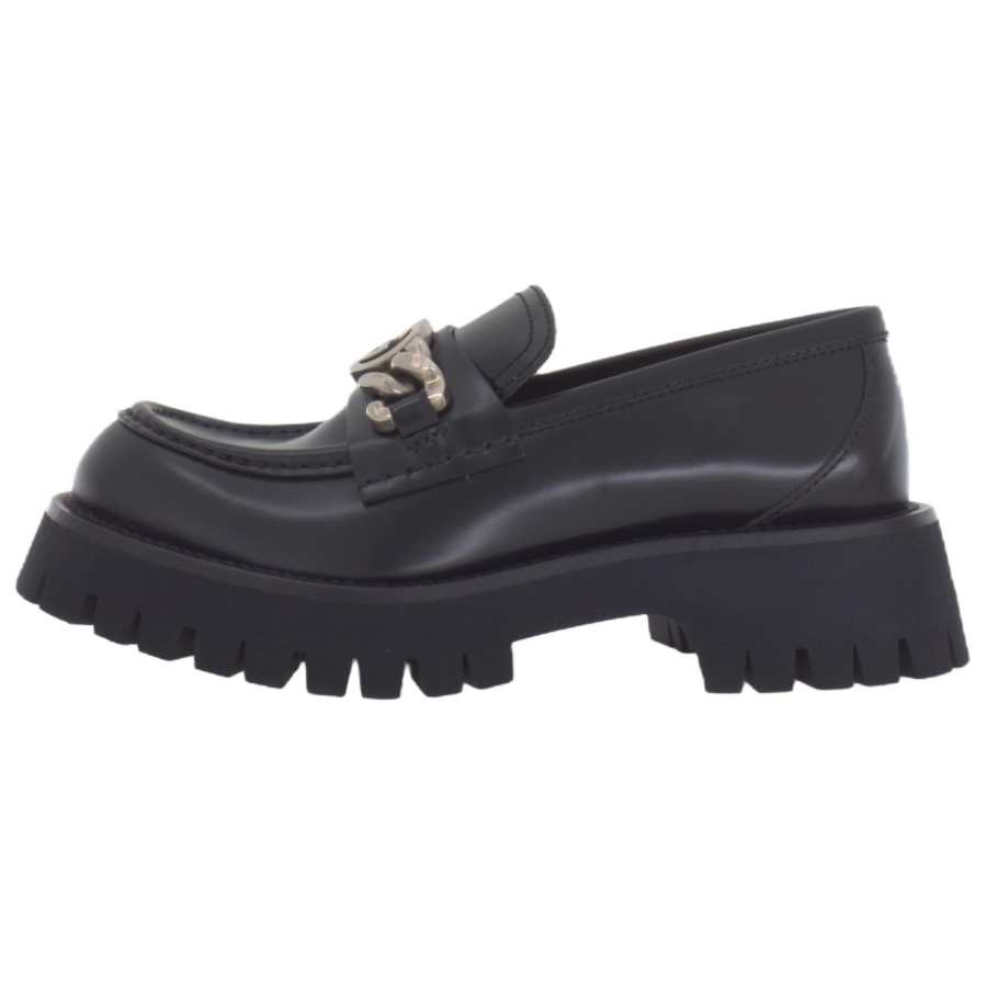 GUCCI GUCCI Interlocking G-chain Leather Loafers