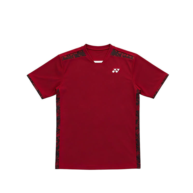 YONEX T Shirts Men's Burgundy V Neck Thin Straight Fit