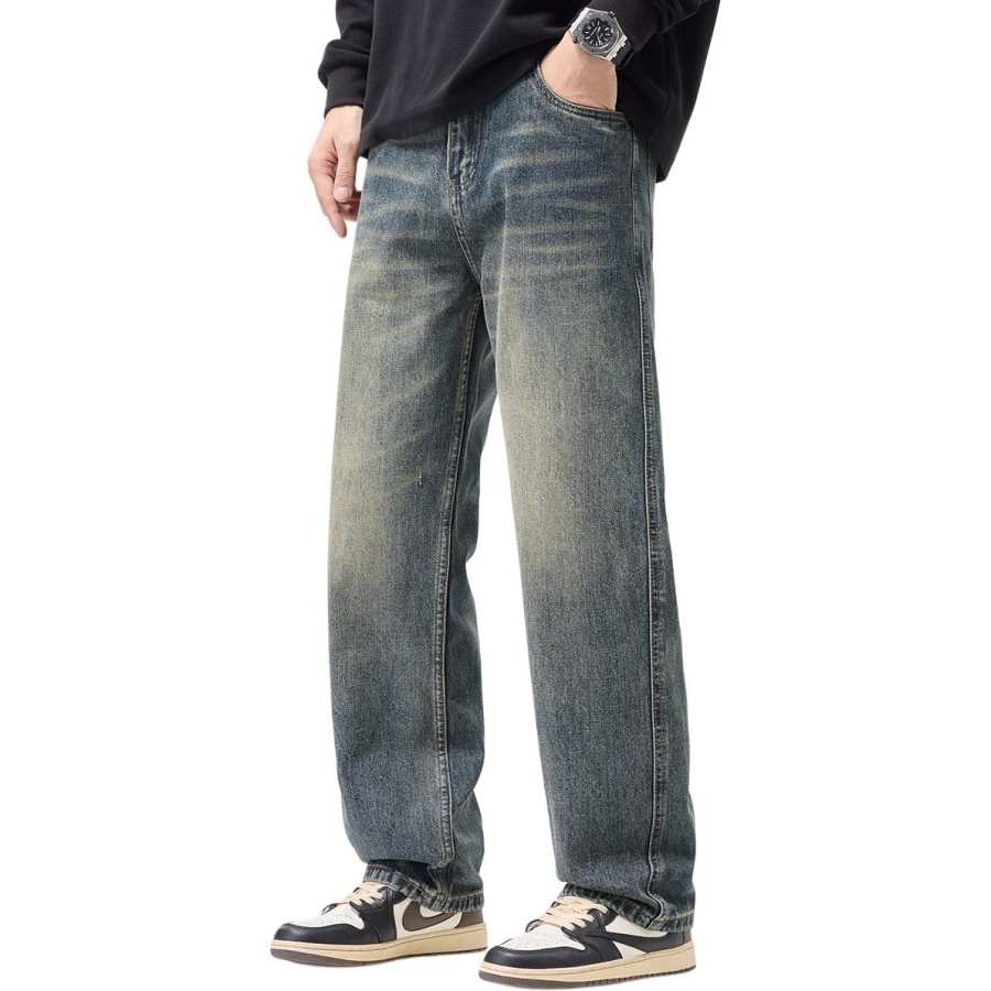 Tonlion Jeans Unisex Blue Tone Moderate Straight Fit Pants