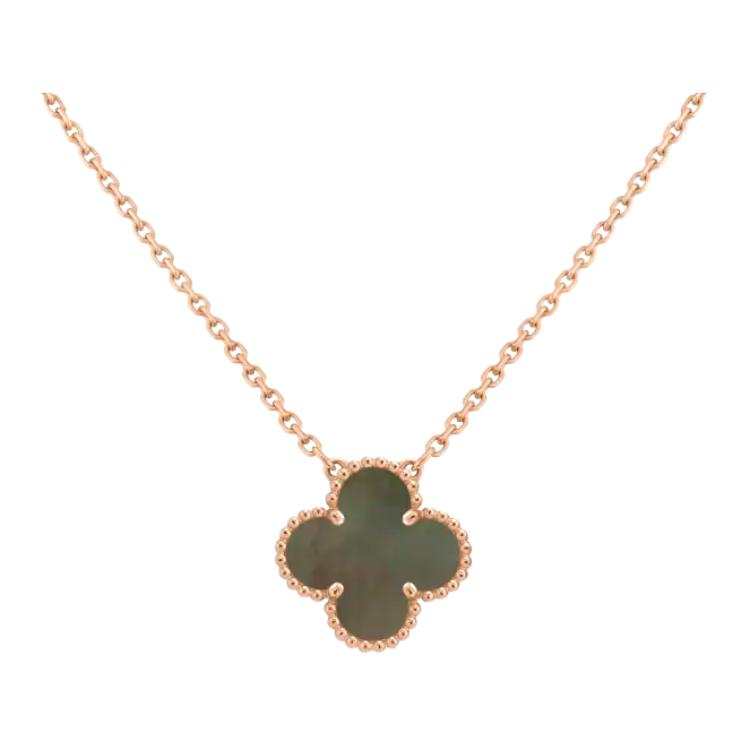 Van Cleef & Arpels Alhambra 18K Gold, Mother Of Pearl Necklaces Unisex Rose Gold