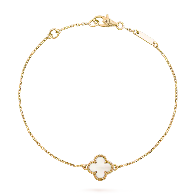 Van Cleef & Arpels Alhambra 18K Gold Mother Of Pearl Bracelets Unisex Gold