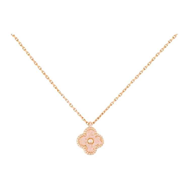 Van Cleef & Arpels Alhambra 18K Gold Necklaces Unisex Rose Gold