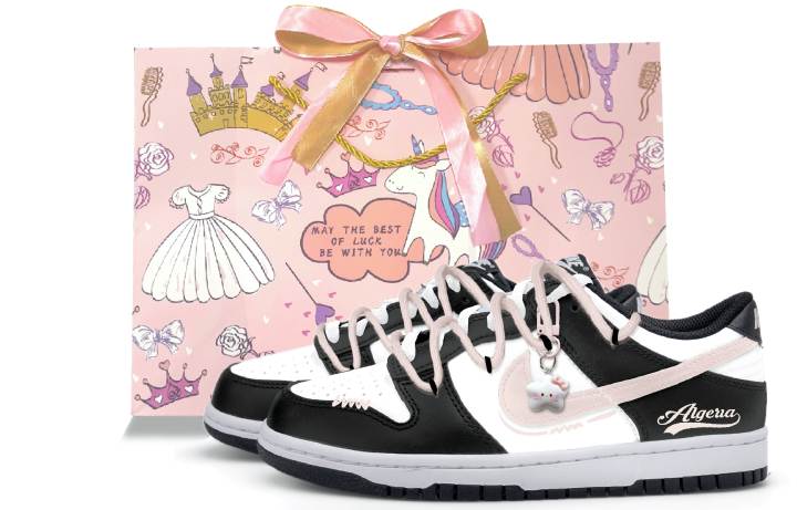 Nike Nike Dunk Low top Skateboard Shoes White Black Pink Teenagers