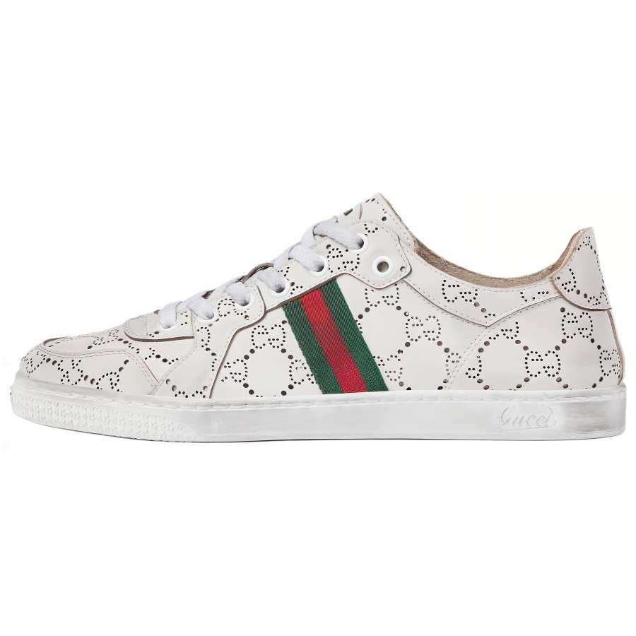 GUCCI La Famiglia Leather Low top Skateboard Shoes Men's Beige