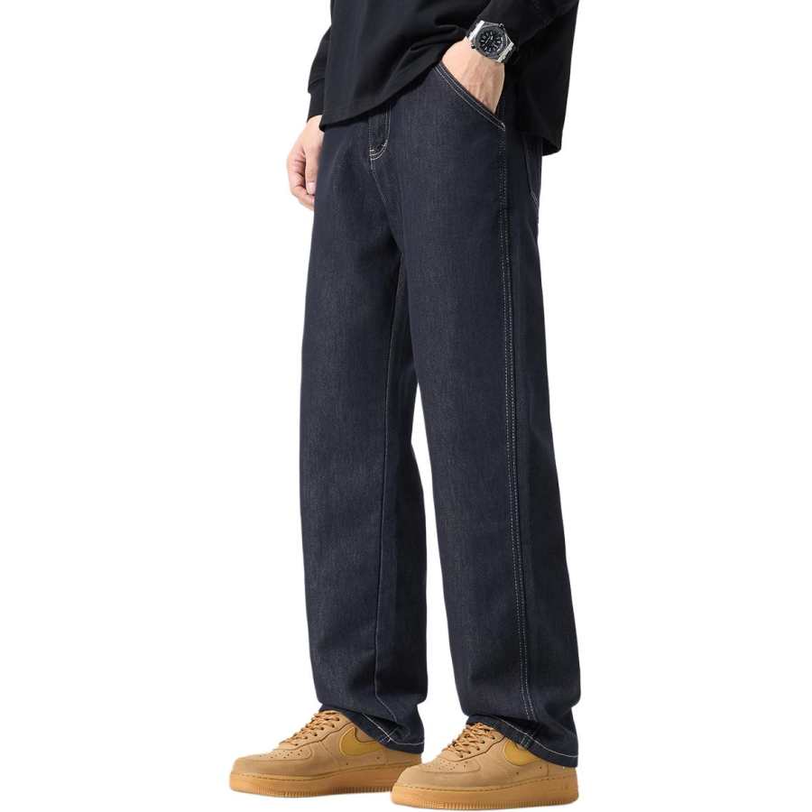 Tonlion Jeans Unisex Blue Tone Moderate Straight Fit Pants