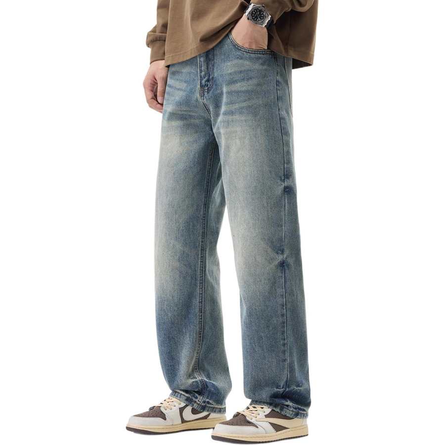 Tonlion Jeans Unisex Blue Tone Moderate Straight Fit Pants