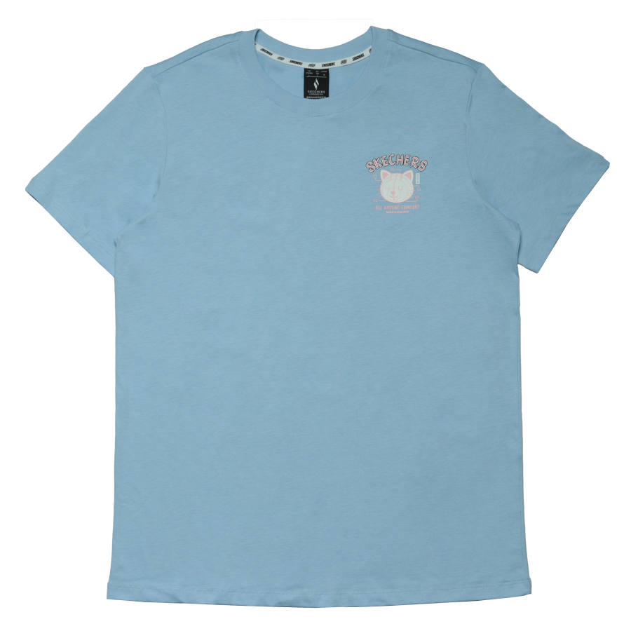 Skechers T Shirts Unisex Cashmere Blue Crew Neck Moderate
