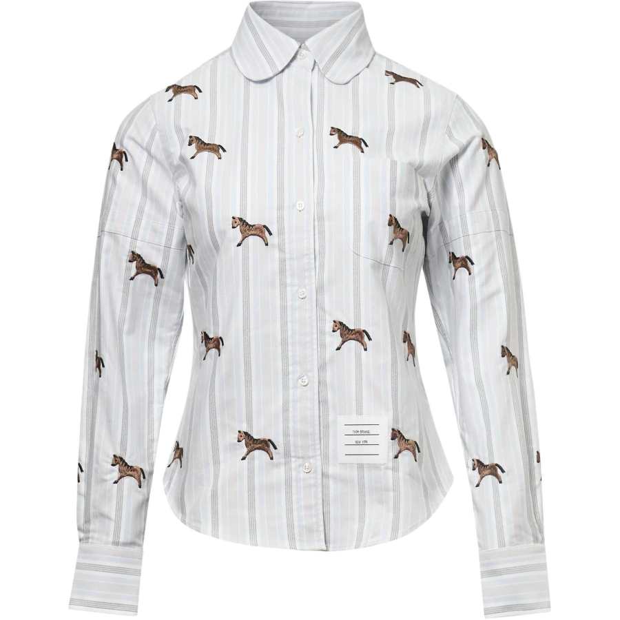 Thom Browne Horse-Embroidered Long-Sleeved Shirt