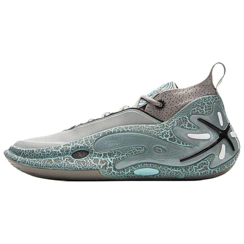 Li-Ning Li Ning Way Of Wade 11 Textile, Split Cow Leather Low top Casual Shoes Men's Green Gray
