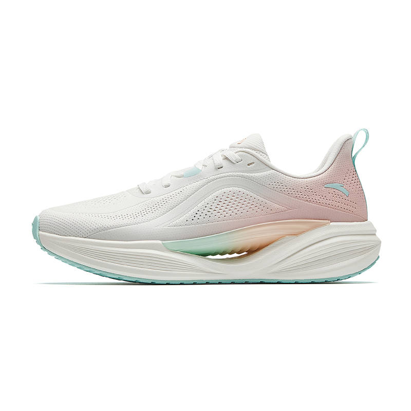 Anta Textile, Rubber Low top Running Shoes Women's Papyrus White/Extraordinary Pink/Cool Blue