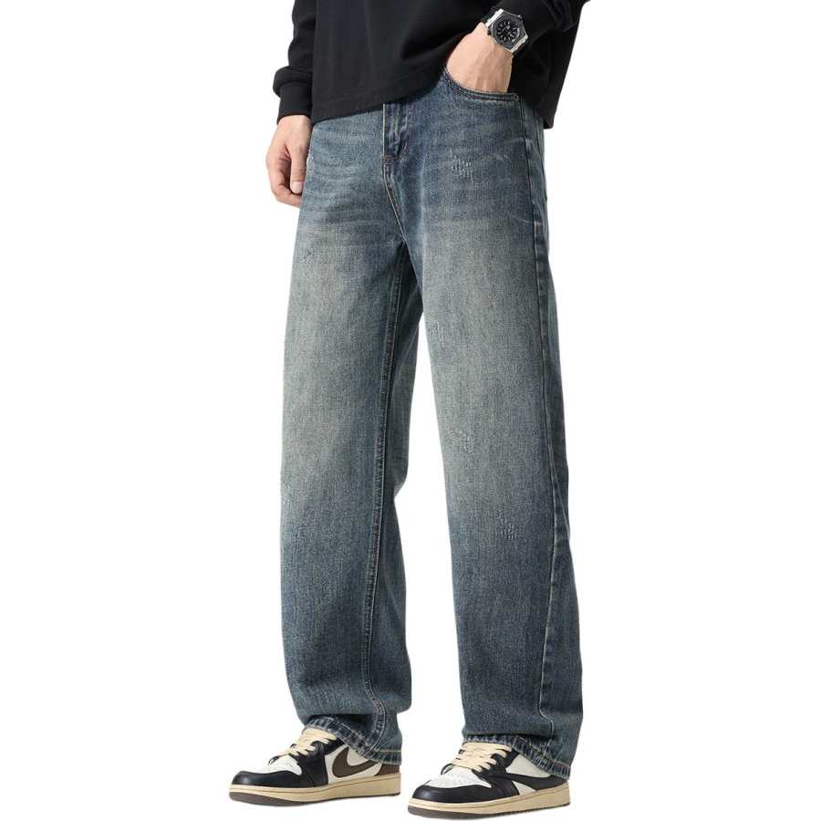Tonlion Jeans Unisex Blue Tone Moderate Straight Fit Pants