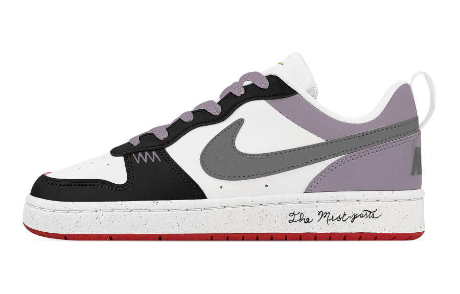 Nike Nike Court Borough Soliloquy In The Mist Abrasion Resistant Low top Skateboard Shoes Unisex Black White Purple
