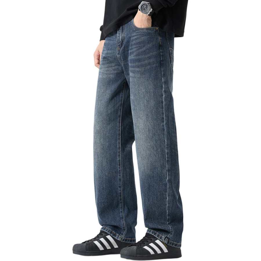 Tonlion Jeans Unisex Blue Tone Moderate Straight Fit Pants