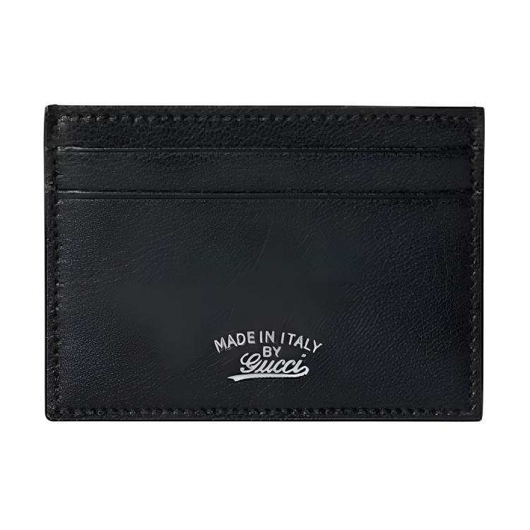 GUCCI Soft Grain Sheepskin Card Holder Unisex Black