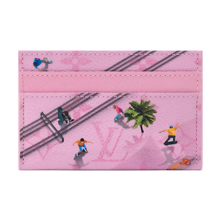LOUIS VUITTON Coated Canvas Card Holder Unisex Pink