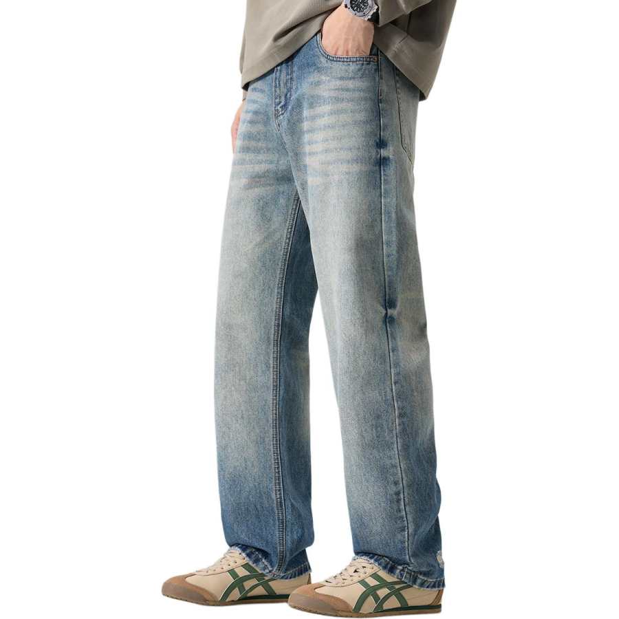 Tonlion Jeans Unisex Blue Tone Moderate Straight Fit Pants