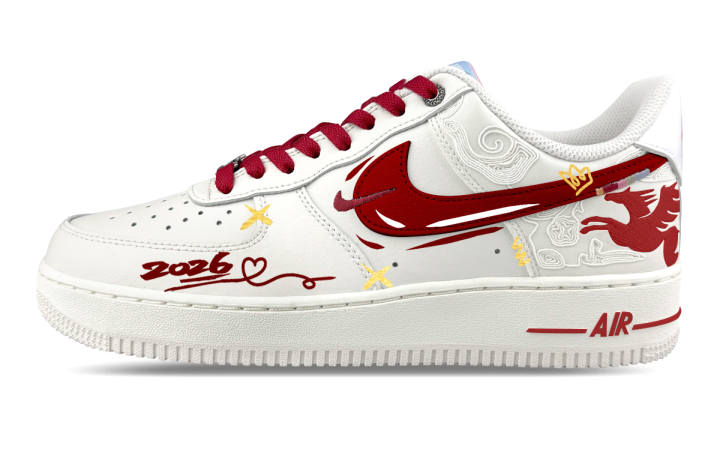 Nike Nike Air Force 1 Low top Skateboard Shoes Men's White Red