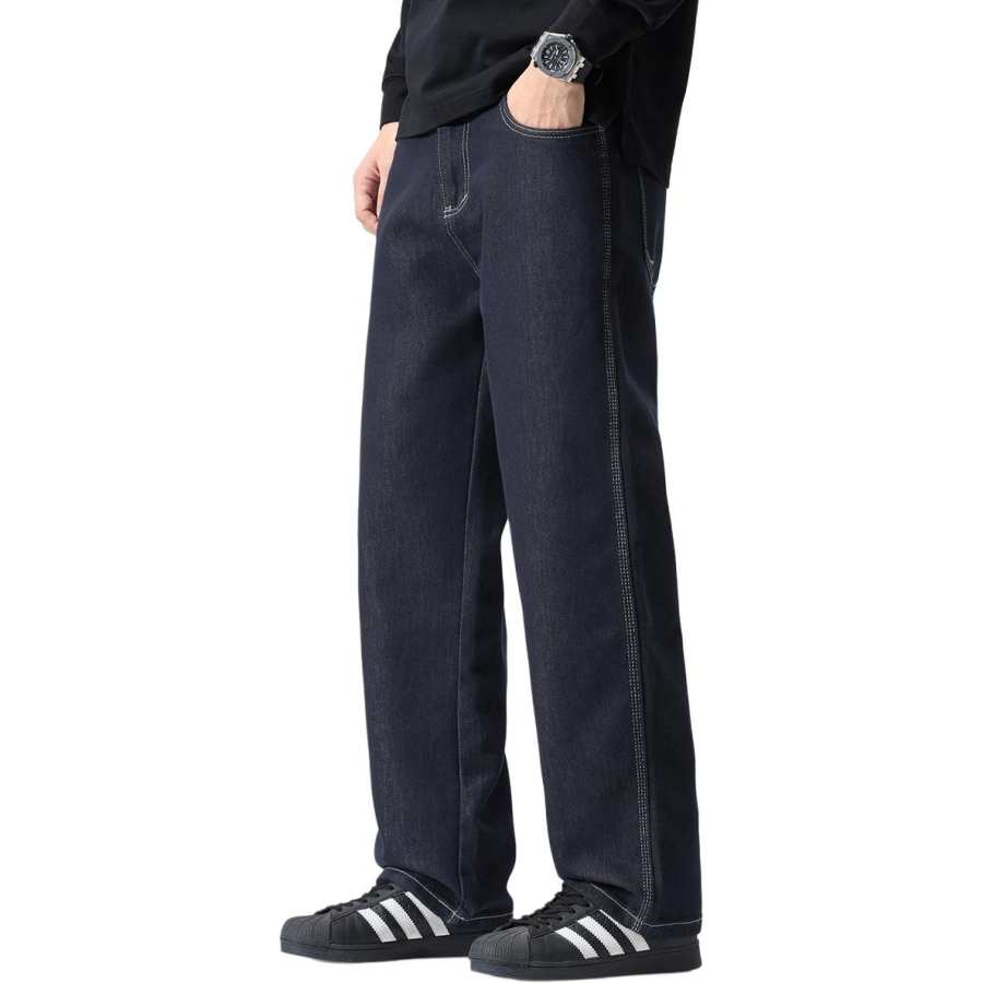 Tonlion Jeans Unisex Blue Tone Moderate Straight Fit Pants