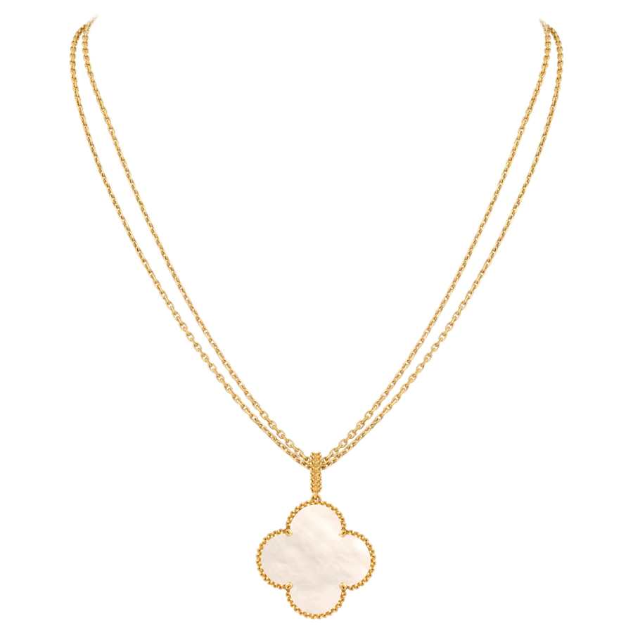 Van Cleef & Arpels Alhambra 18K Gold Mother Of Pearl Necklaces Unisex Gold
