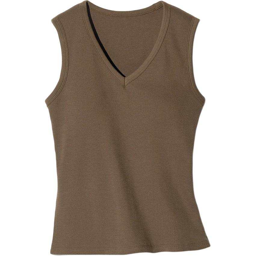 UNIQLO Tank Tops Women's Khaki V Neck Other