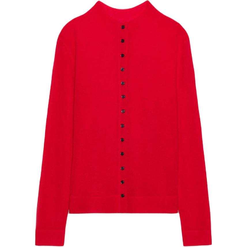 ZARA Sweaters Women's Red Turtleneck Moderate Cardigan