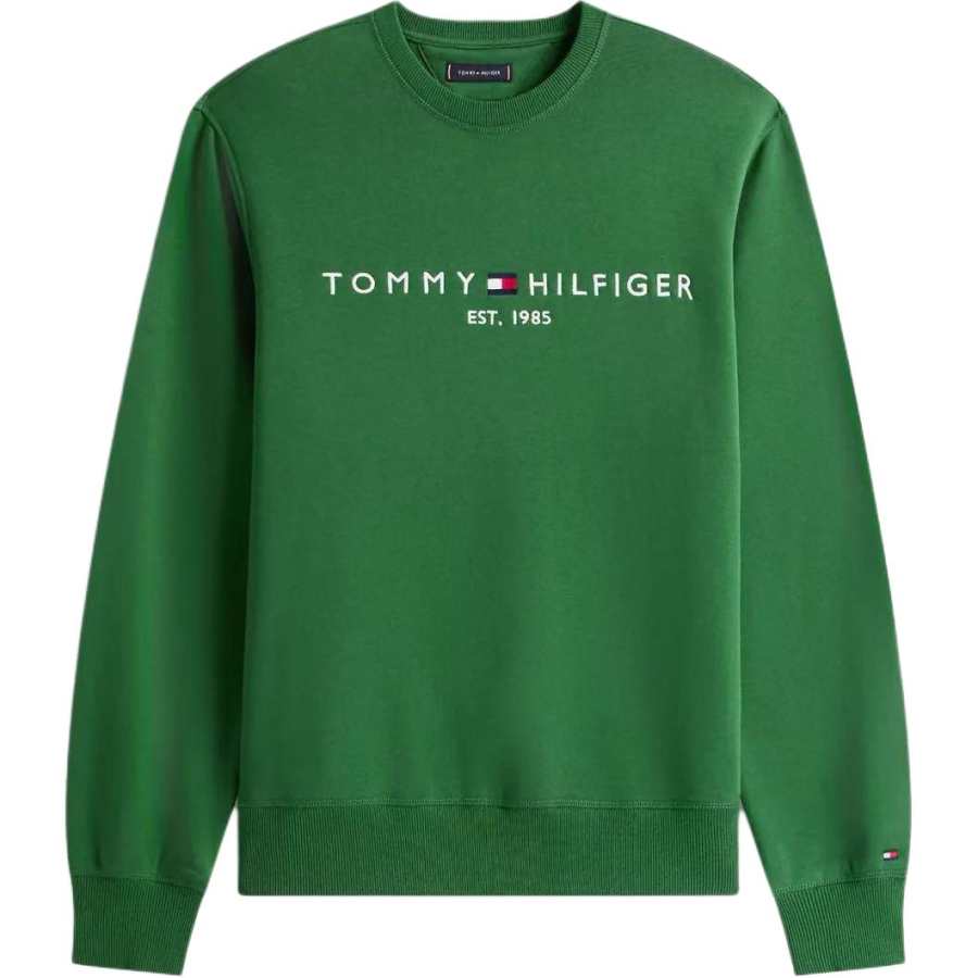 Tommy Hilfiger Comfortable Versatile Embroidery Logo Crew Neck Fleece Lined Long Sleeved Sweatshirt Men's