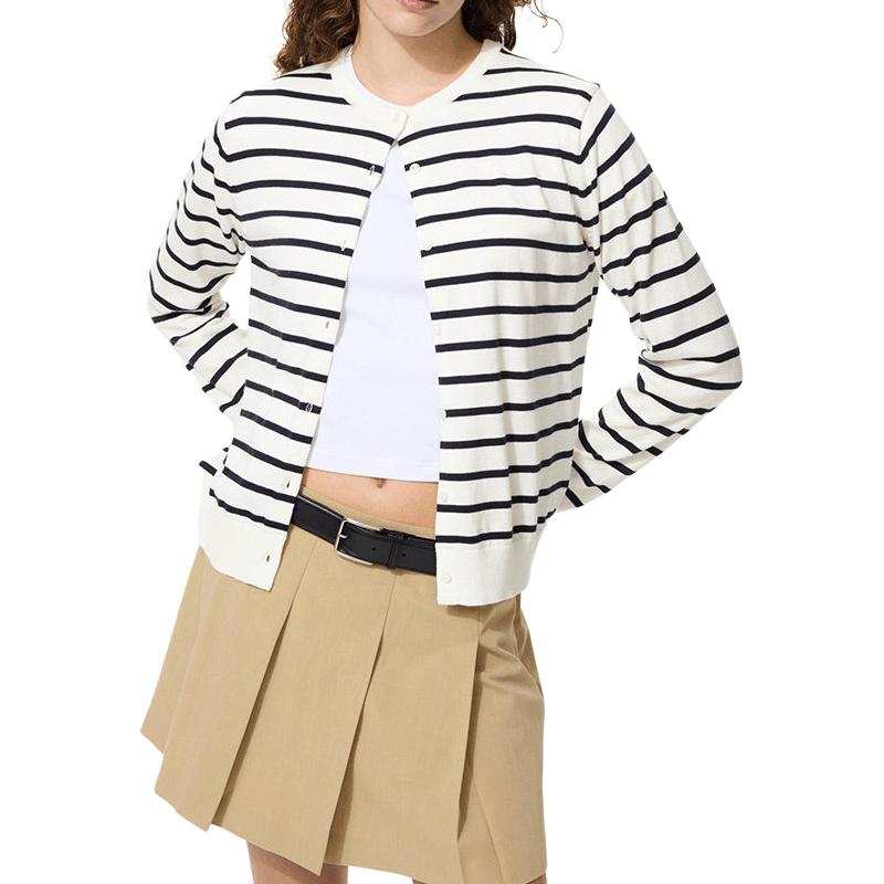 UNIQLO Knitwear Women's 00 White Crew Neck Moderate Cardigan