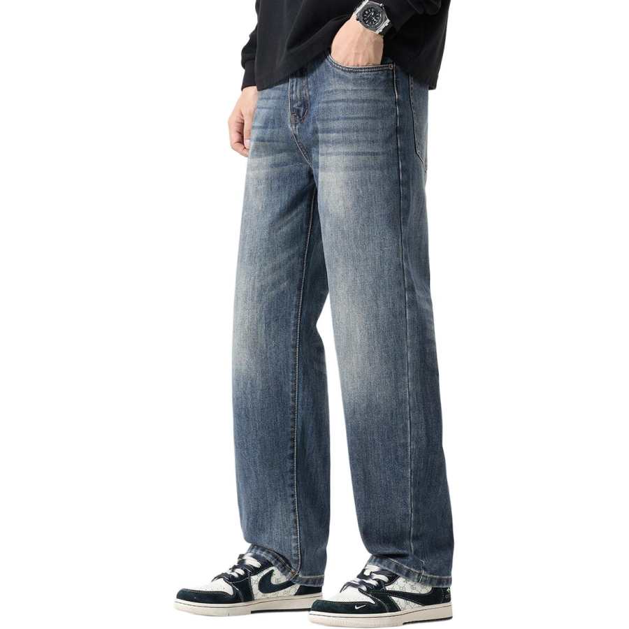 Tonlion Jeans Unisex Blue Tone Moderate Straight Fit Pants