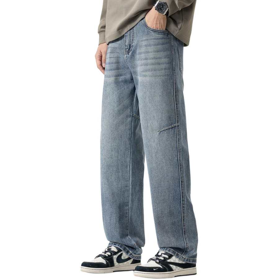 Tonlion Jeans Unisex Blue Tone Moderate Straight Fit Pants