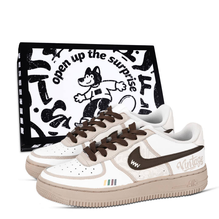 Nike Nike Air Force 1 Air Force 1, European Vintage Leather Abrasion Resistant Slip Resistant