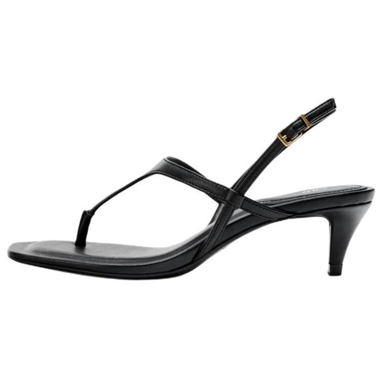 ZARA Pu One Strap Sandals 6CM Women's Black