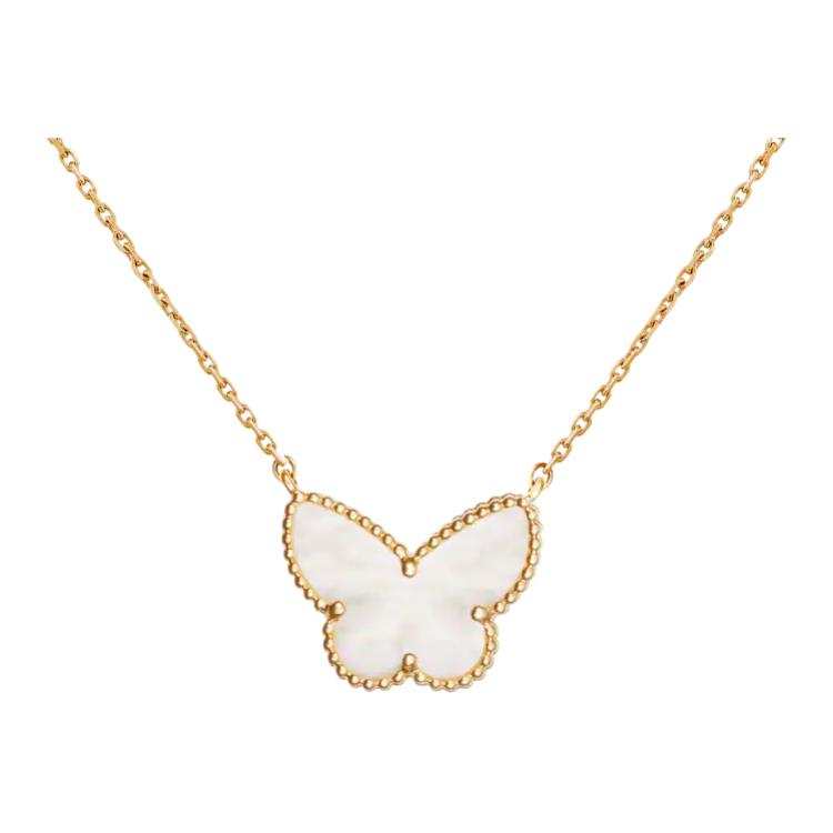 Van Cleef & Arpels 18K yellow gold Lucky Alhambra Butterfly mother of pearl necklace