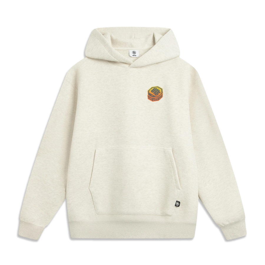 Li-Ning Li Ning Sweatshirts Men's Heather Gray Light Khaki Hooded Moderate Regular