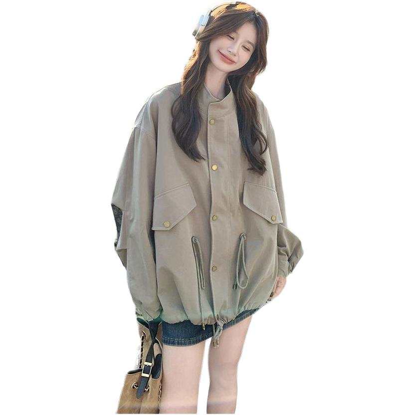 Cotton Gene Jackets Women's Image Color Stand Collar Thin Workwear