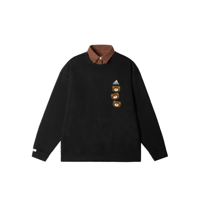 Adidas Adidas LABEL Sweatshirts Unisex Black Lapel Moderate Regular