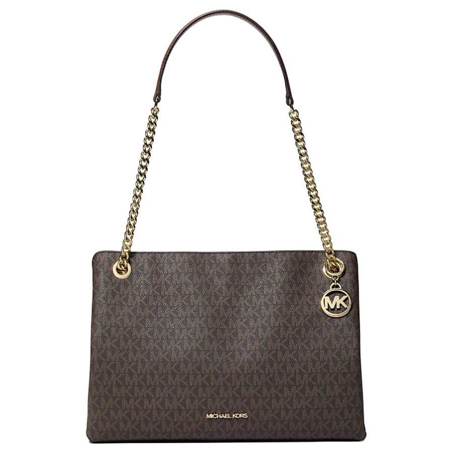 MICHAEL KORS Christina Coated Canvas Shoulder Bag, Crossbody Bag Medium Women's Brown