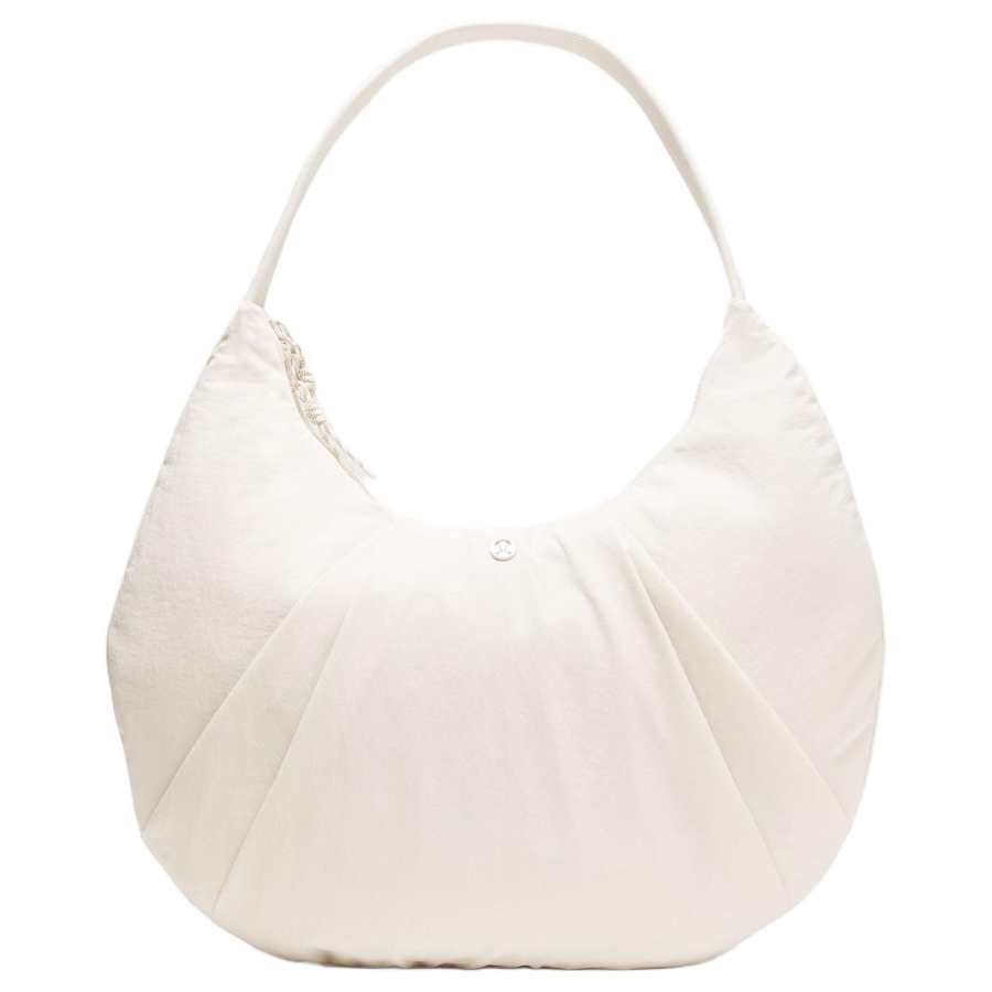 Lululemon Pleated Nylon Shoulder Bag Women's Light Ivory White