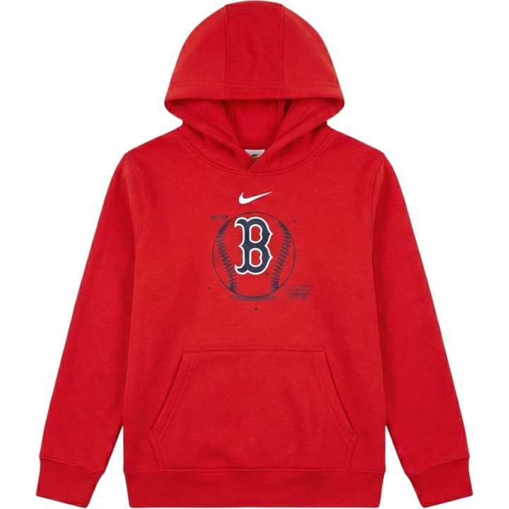Nike Nike x MLB Sweatshirt Boston Red Sox, Stylish Versatile Sports Comfortable Hooded Pullover Long Sleeved Fleece Lined