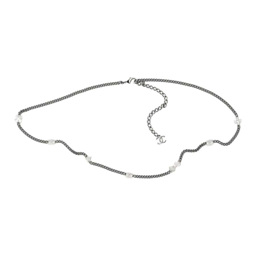CHANEL Metal, Glass Pearl Waist Chain Women's Black