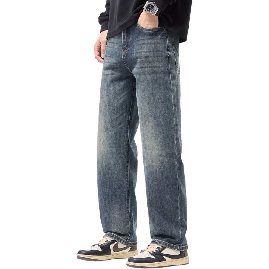 Tonlion Jeans Unisex Blue Tone Moderate Straight Fit Pants