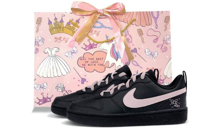 Nike Nike Court Borough 2 Low top Skateboard Shoes Black Pink Teenagers