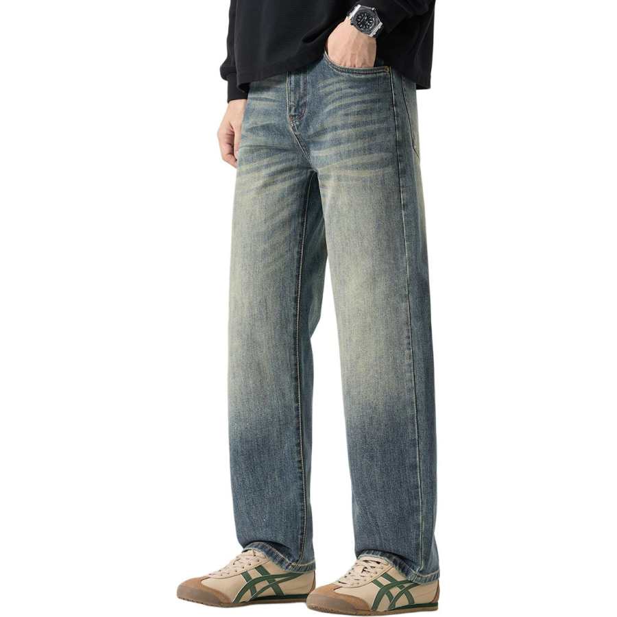 Tonlion Jeans Unisex Blue Tone Moderate Straight Fit Pants