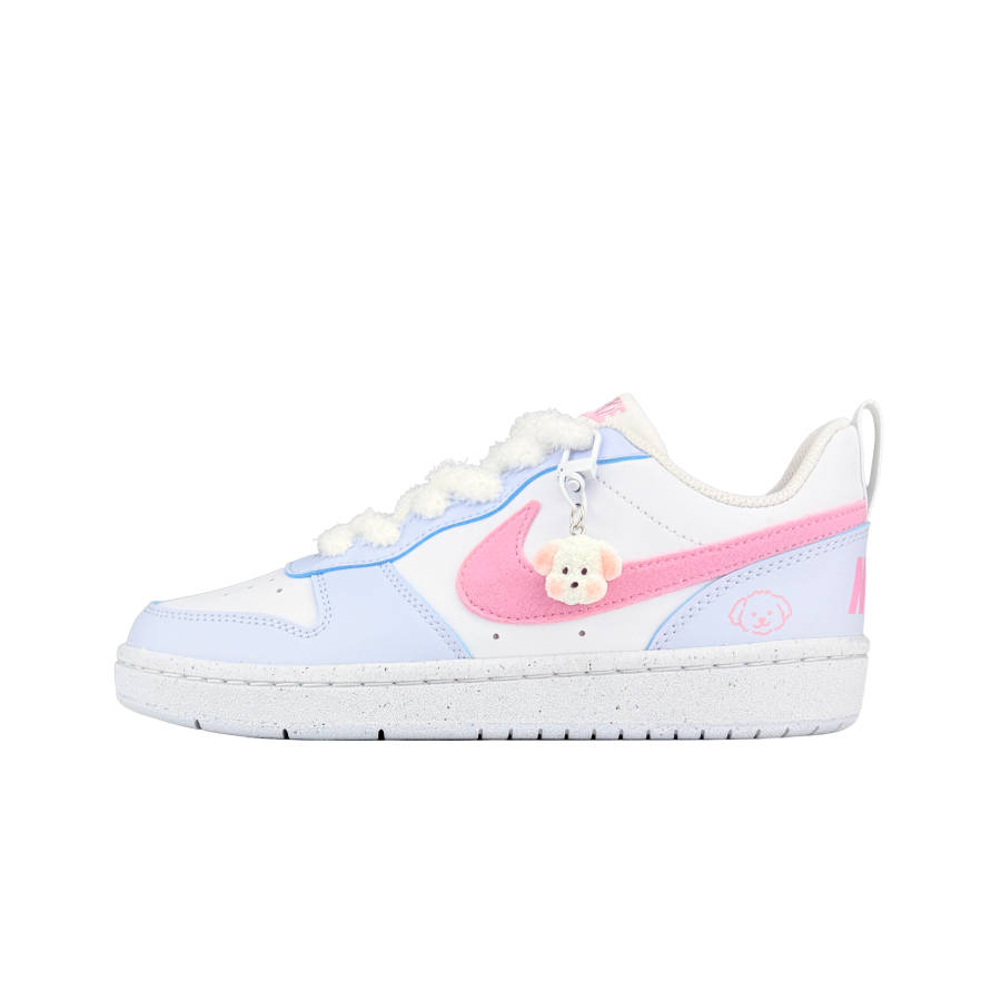 Nike Nike Court Borough Lightweight Cushioning Low top Kids' Skateboarding Shoes Blue Pink Teenagers