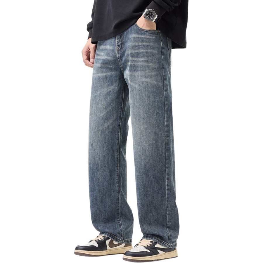 Tonlion Jeans Unisex Blue Tone Moderate Straight Fit Pants